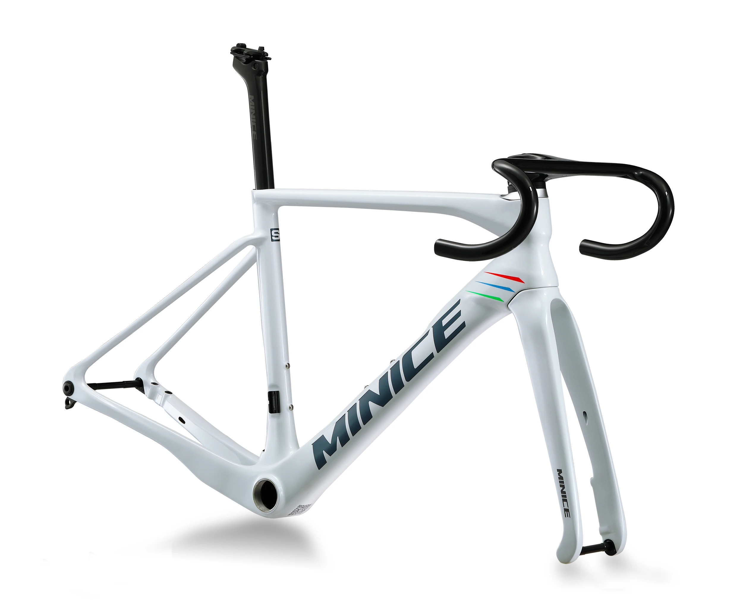Minice Aerodynamischer EPS-geformter Carbonrahmen mit Scheibenbremse, max. 700*32C, AERO Rennrad-Rahmenset, BSA, vollständig interne Kabelführung, Lenker, DI2, mechanisch – Detail 6
