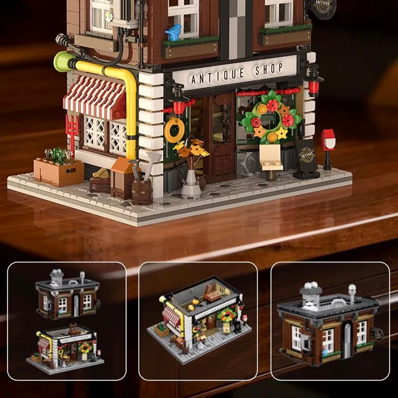  1950 قطعة متجر العتيقة مباني المنزل مجموعات متجر المدينة العمارة وحدات بنة التجمع أطقم منمذجة الكبار اللعب هدية #3