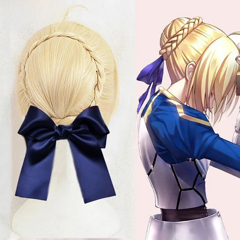 FGO Alter Saber Wig Fate Grand Order Cosplay Wig Anime Fate Stay Night Heat Resistant Cosplay Hair Wigs + Bow Hairpins — zdjęcie 2