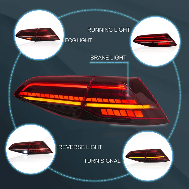 Automobile LED Tail Lamp Assembly For Volkswagen Golf 7 2014-2020 Dynamic Turn Signal Brake Reverse Parking Running Taillights