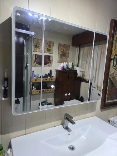 Customer close-up photo of the mirrored cabinet