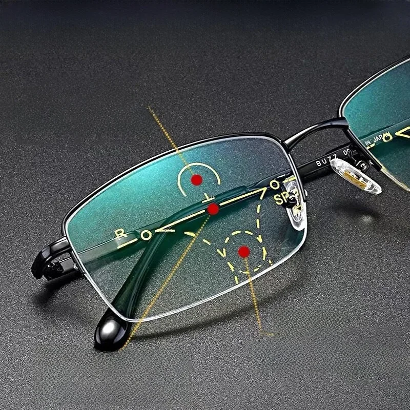 Lunettes de lecture multifocales progressives en titane, blocage de la lumière bleue, monture métallique Anti-fatigue, lunettes pour lecteurs multifocaux