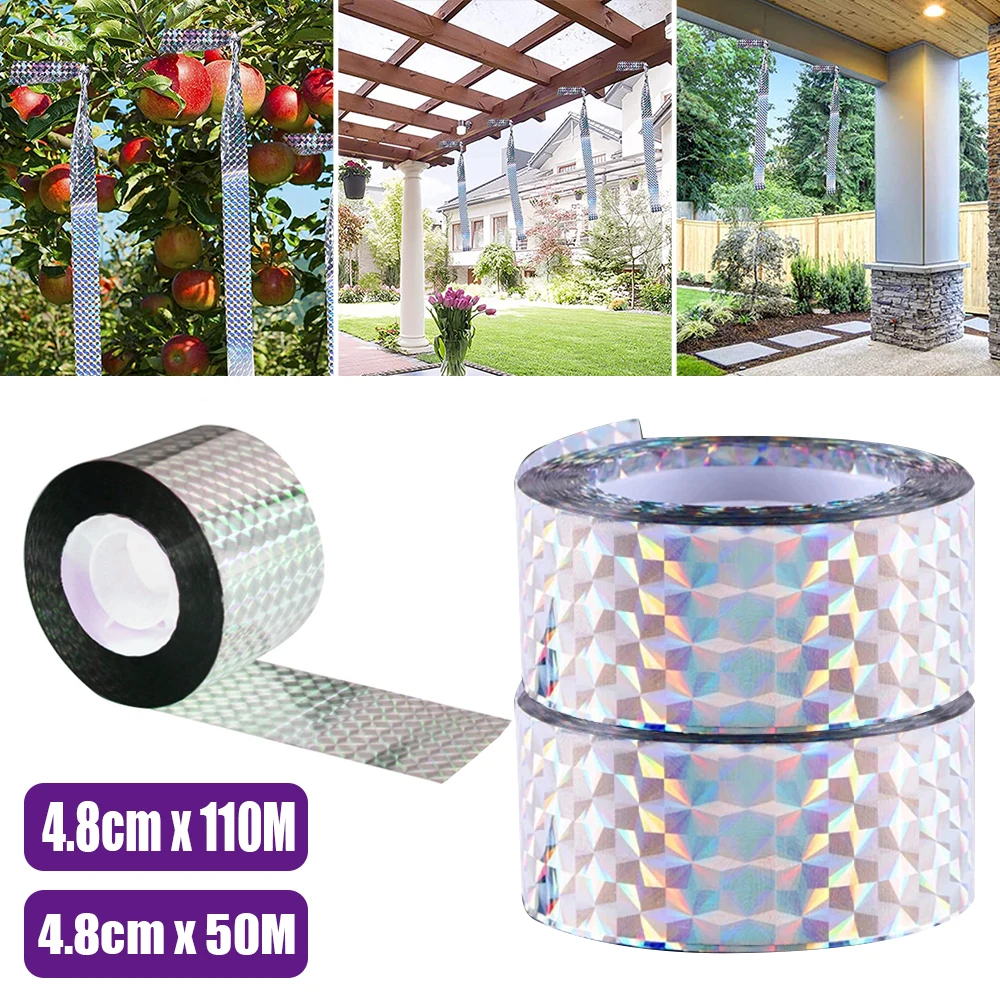 BIRD SCARE TAPE Anti Pest Pigeon Blackbird Flash Repellent Garden Patch Ribbon 4.8cm*50m