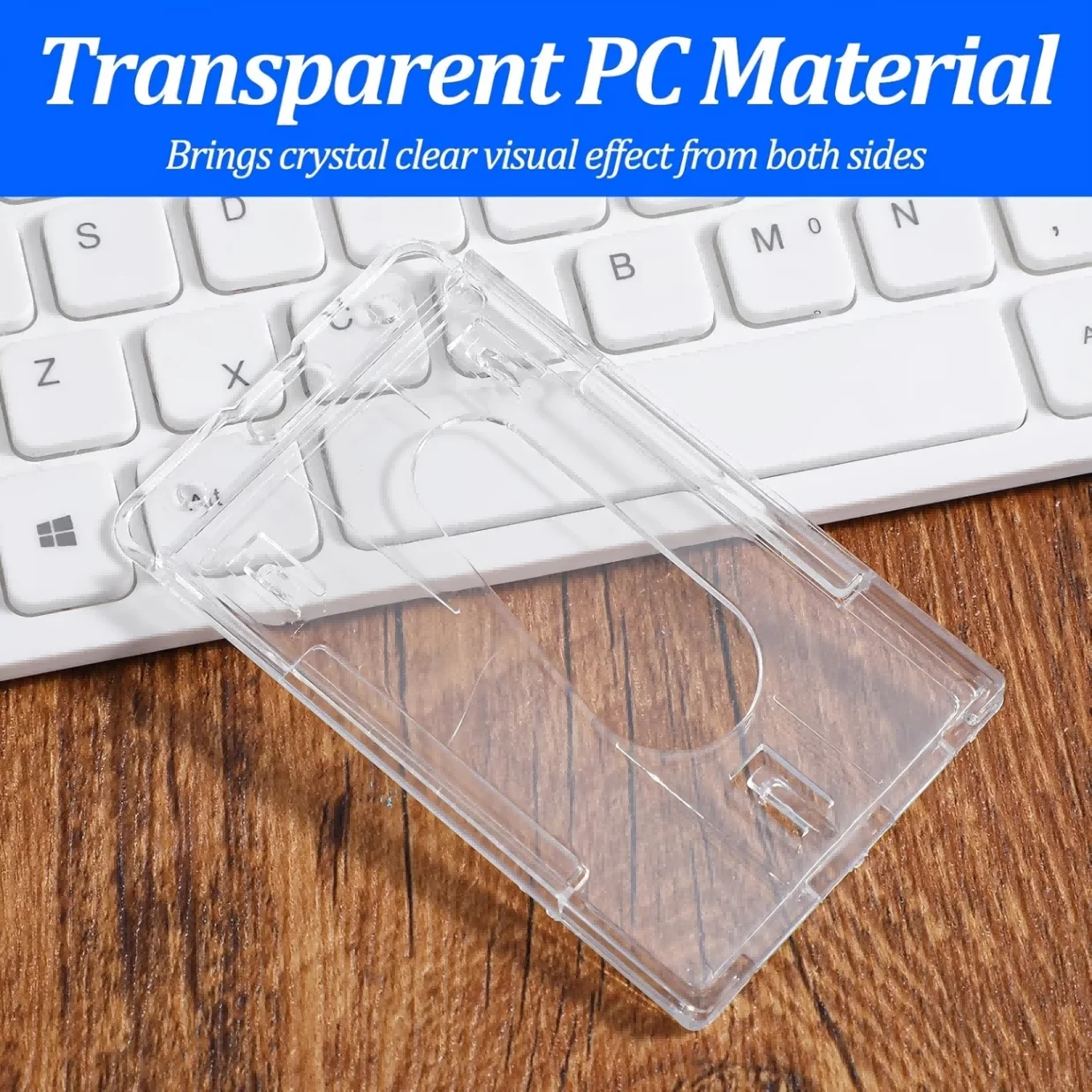 10pcs 2D Clear Rigid PC Dual-Card Holders with Thumb Slots, Vertical/Horizontal Cases for IDs, Credit Cards and Driving Licence