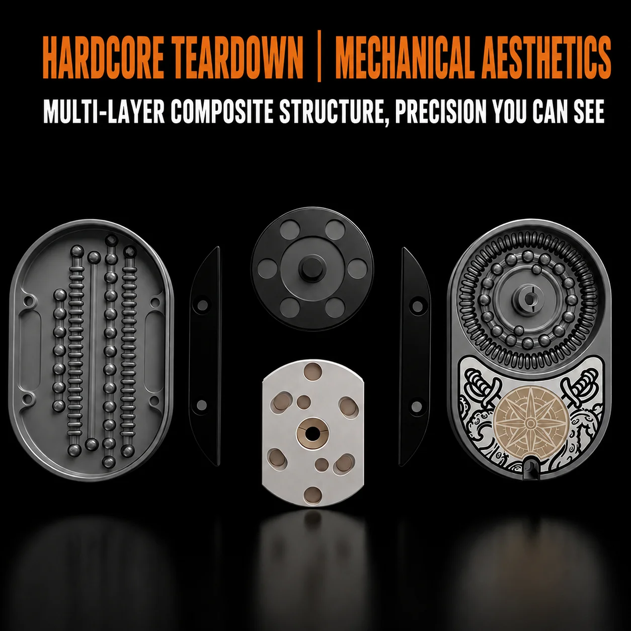 HALOOPLAYER EDC Metal Sea Shark Pro Mainan Fidget Slider Spinner Mekanis untuk Dewasa Pereda Stres Anti Stres