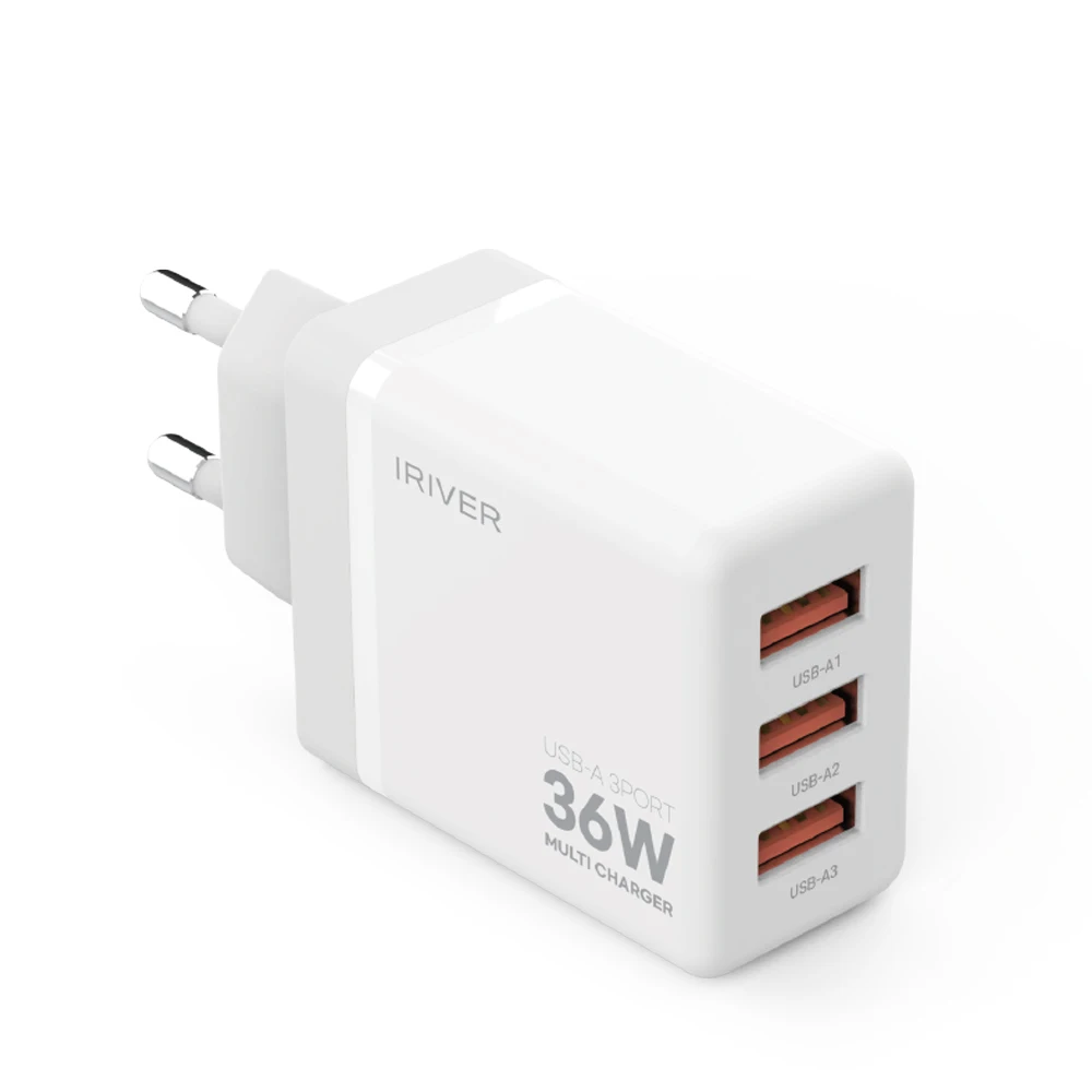 ريفير-شاحن متعدد مع USB ، 3 منافذ ، دعم شحن سريع ، كابل QC مشمول ، 36 واط ، 3 منافذ ، QC #3