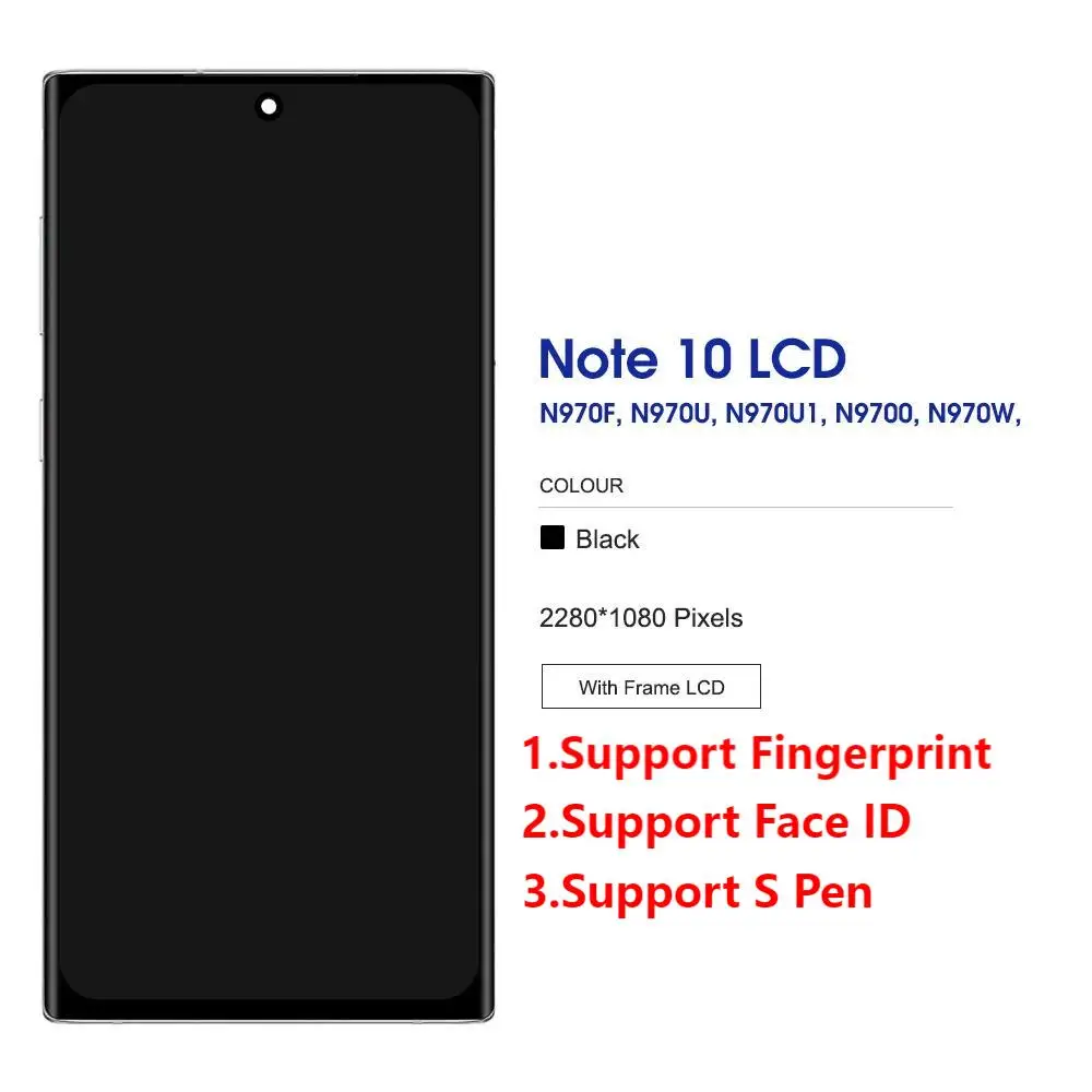 Super AMOLED Für Samsung Galaxy Note 10, Display Montage Für Samsung Note 10 N970F N970F/DS Lcd Display Digital touch Screen