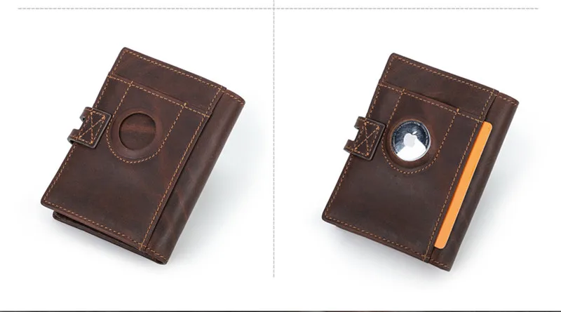 Vintage Luxus Echtes Leder Airtags Brieftasche Männer Frauen Geldbörse Mit RFID Blocking Box Anti-verloren ID Kreditkarte Tasche – Detail 13