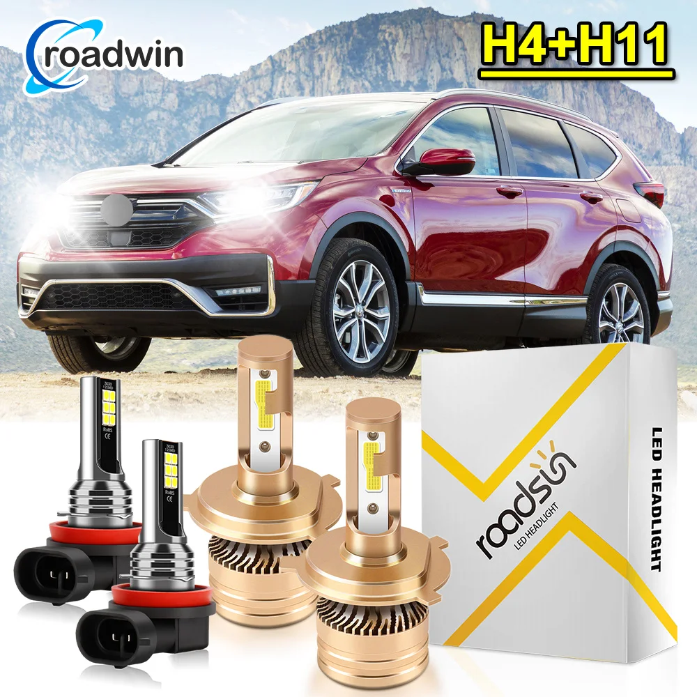 

4 шт. для Honda CR-V 2007-2014 светодиодные фары H4 дальнего ближнего света все в одном + H11 противотуманные фары Размер 1: с охлаждающим вентилятором 360 градусов свет