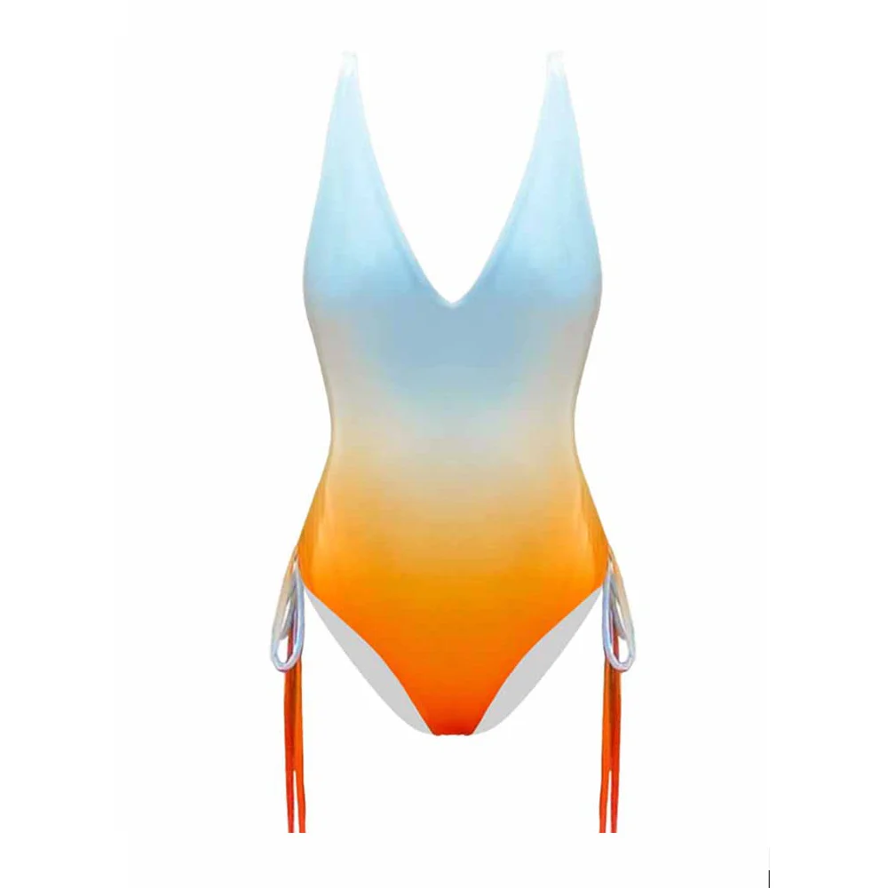 Fashion Swimwear Women 2022 New Deep-v Beachwear One-piece Swimsuit with Skirt Summer Swimming Biquini Backless Surf Wear