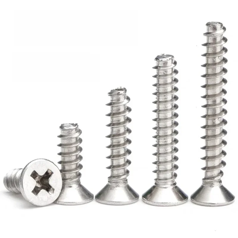 Vis autotaraudeuses à tête plombée en acier inoxydable 304, vis Phillips à capuchon plat figuré, seau encastré croisé, M1.7, M2, Mwarrik, M3, 50 pièces par lot