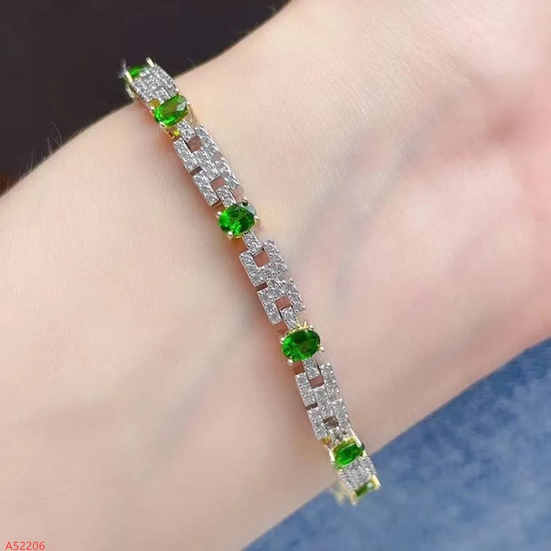 

Fine Jewelry 925 Sterling Silver Natural Diopside Gemstone Bracelet for Women Marry Got Engaged Party Girl Gift Commemorate