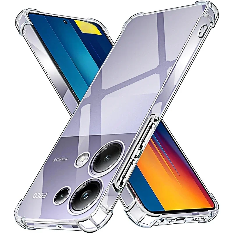 Coque arrière souple en Silicone transparent antichoc pour Xiaomi Poco M6 Pro 4G X7 X6 X5 F5 Pro M5s C65 Pocco Pocophone