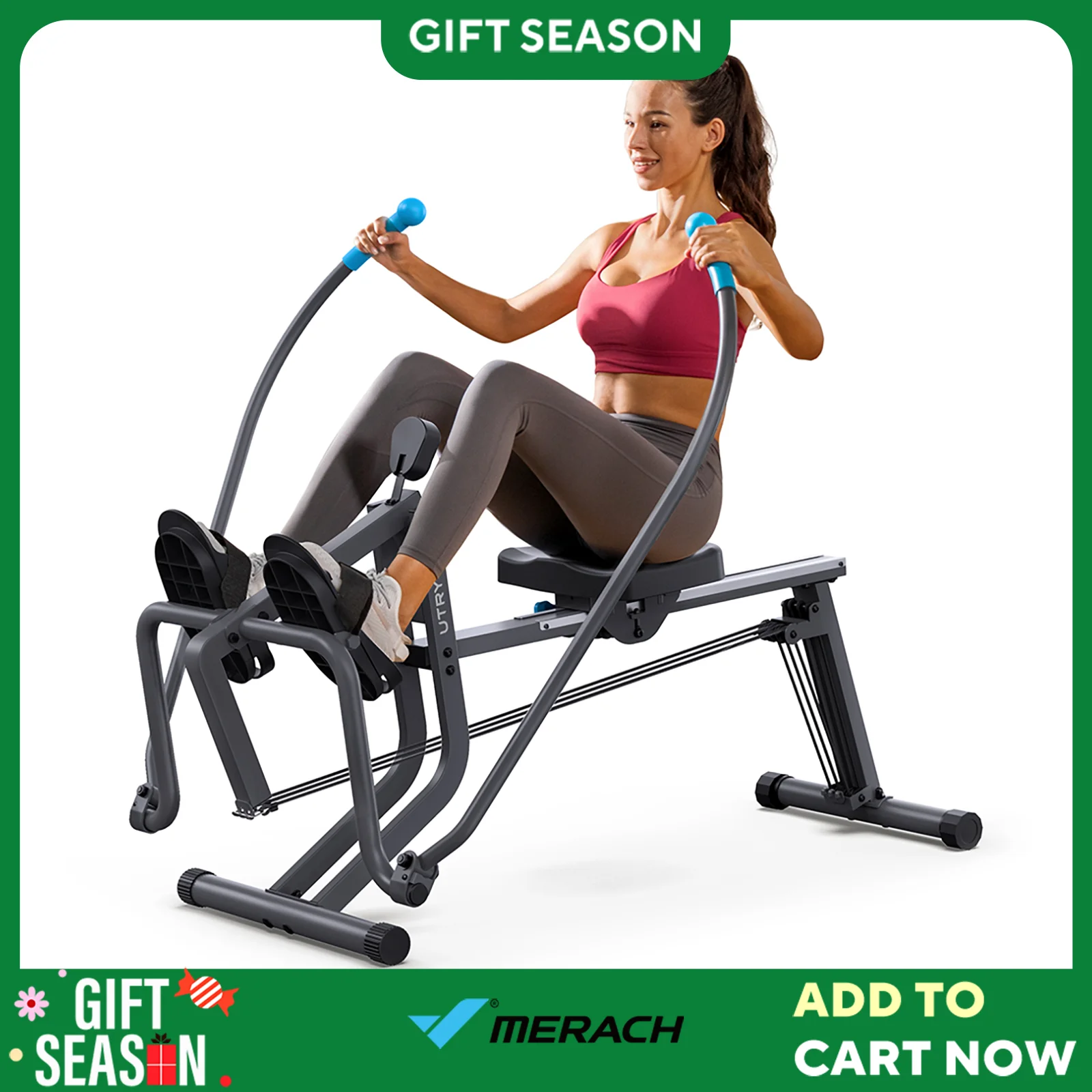 UTRYUP Sculls Rowing Machine Smooth Rowing Experience Space-Saving Ergonomic Seat Adjustable Footrests Quiet Operation Home Gym