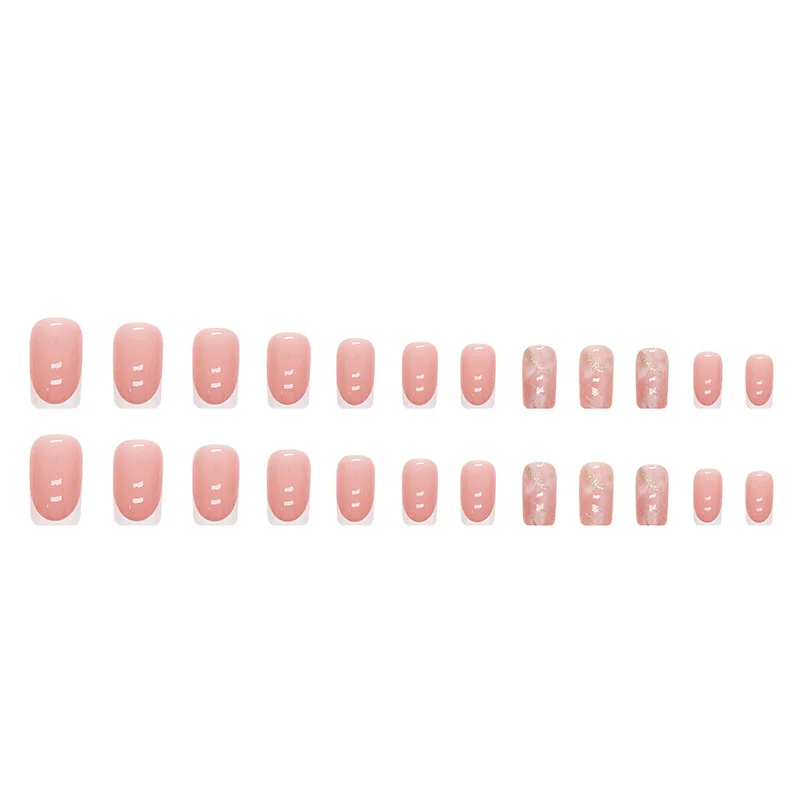 24Pcs Lovely Little Flowers Design False Nails Art Short Fake Nails Tips Full Cover Reusable Adhesive Press on Nail with Tools