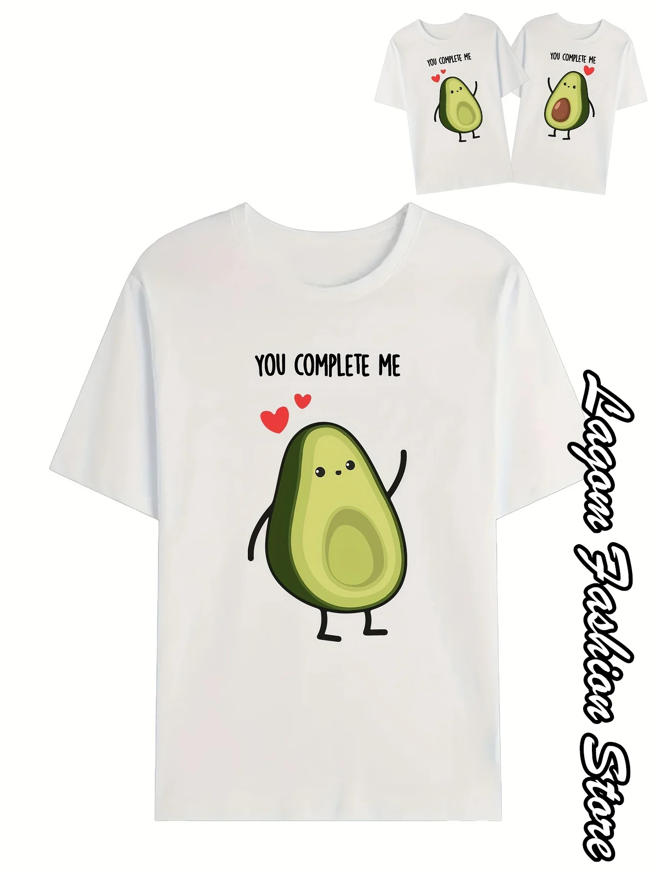 Couple Avocado T-Shirt Summer Men Women Lovers Fashion Cotton Tops Tees Valentine\'s Day Clothing You Complete Me Streetwear