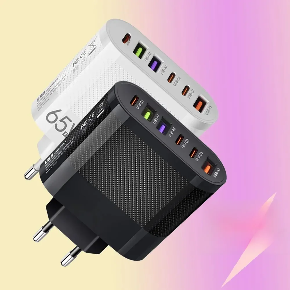 3,1 A 6 in 1 3USB 3PD Ladegerät QC3.0 Schnelle Lade Schnell Ladegerät Für Samsung S23 Xiaomi Handy Lade Adapter EU//US/UK Stecker