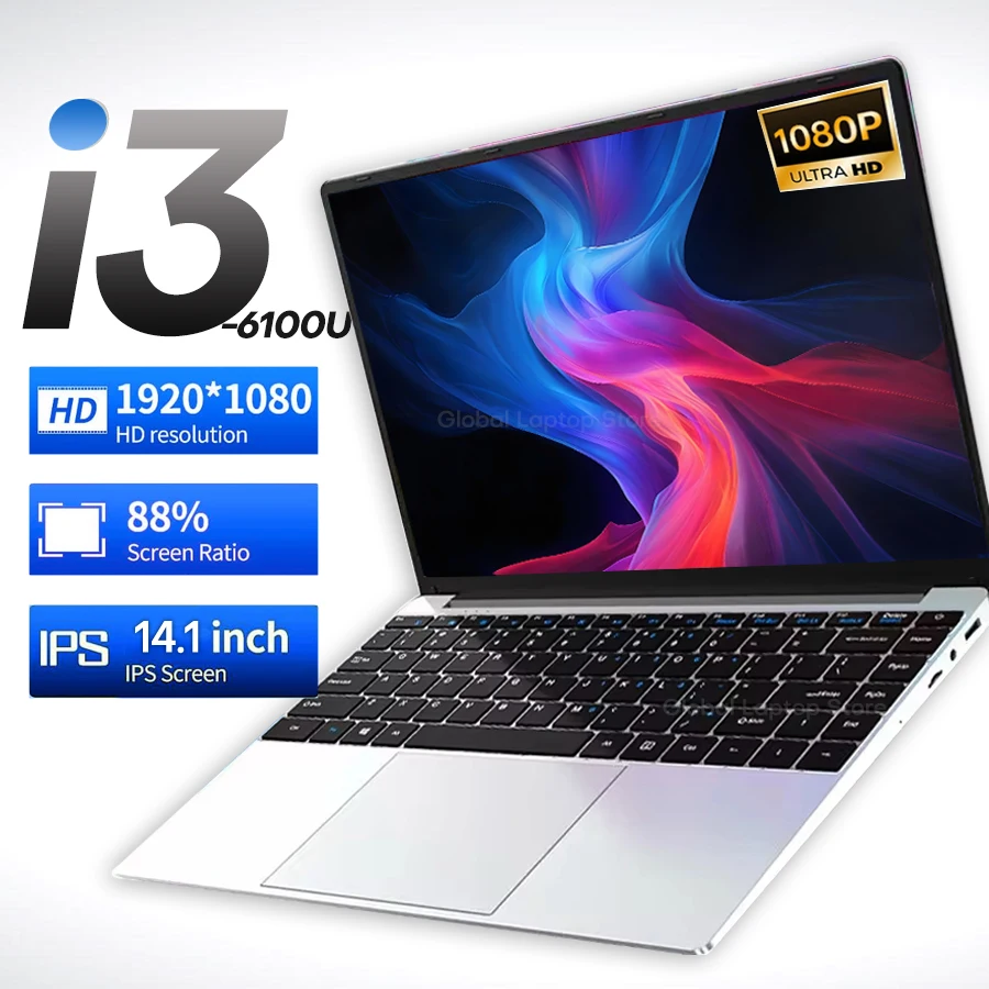 Computadora portátil de oficina Xiaman de 14.1'' con Intel Core i3 6100U, Windows 11, 16GB DDR, 1TB/2TB SSD, desbloqueada, con pantalla FHD.