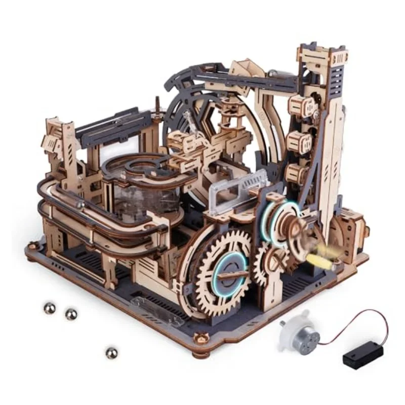 Robotime Elektryczne Zestawy Modelarskie Port Kosmiczny z Kulkami i Ręcznie Robione Zestawy Modelarskie Drewniane Puzzle Zabawki do Składania dla Mężczyzn Kobiet Nastolatków 14+ — zdjęcie 2
