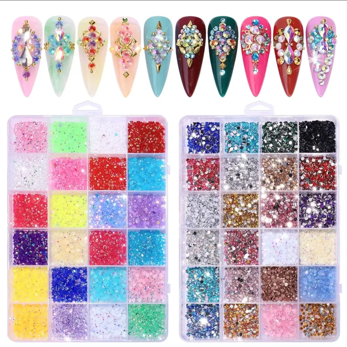 3500 Pcs of Colorful Glitter Rhinestones - Perfect for DIY 3D Nail Art Decoration!