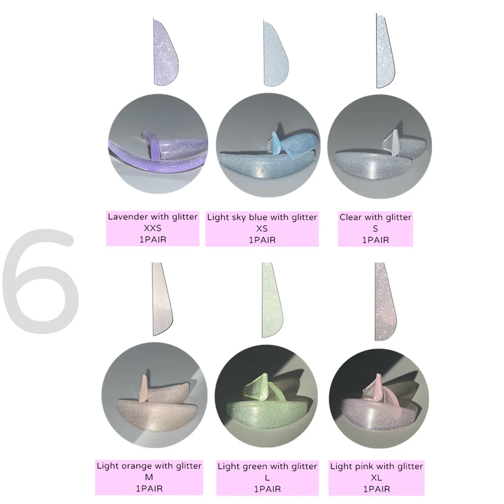 Non-glue Lash Lift Pads Jelly Silicone Shields Lash Lift and Tint Tools Mix 6 Sizes Eyelash Perm Curler