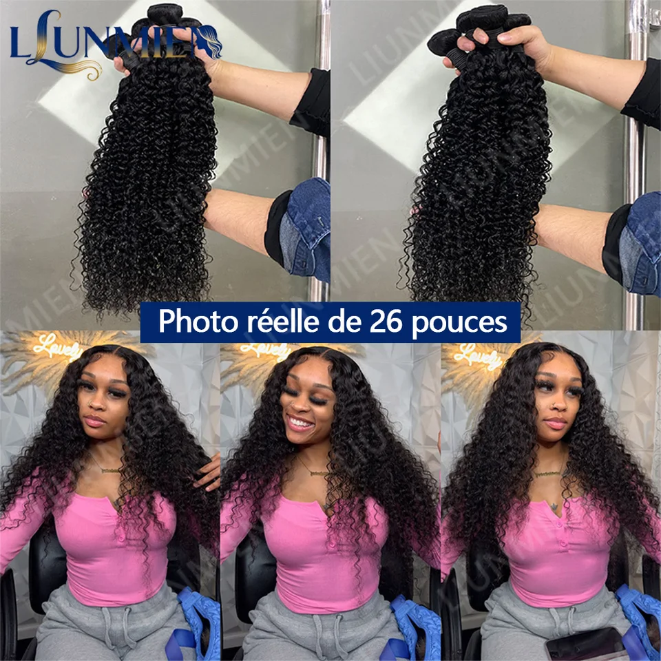 Paquetes de Cabello Rizado 26 Pulgadas Cabello Humano Brasileño Crudo Paquetes de Cabello 100% Cabello Humano Extensiones para Mujeres 12A Grueso Paquetes de Cabello Humano 3