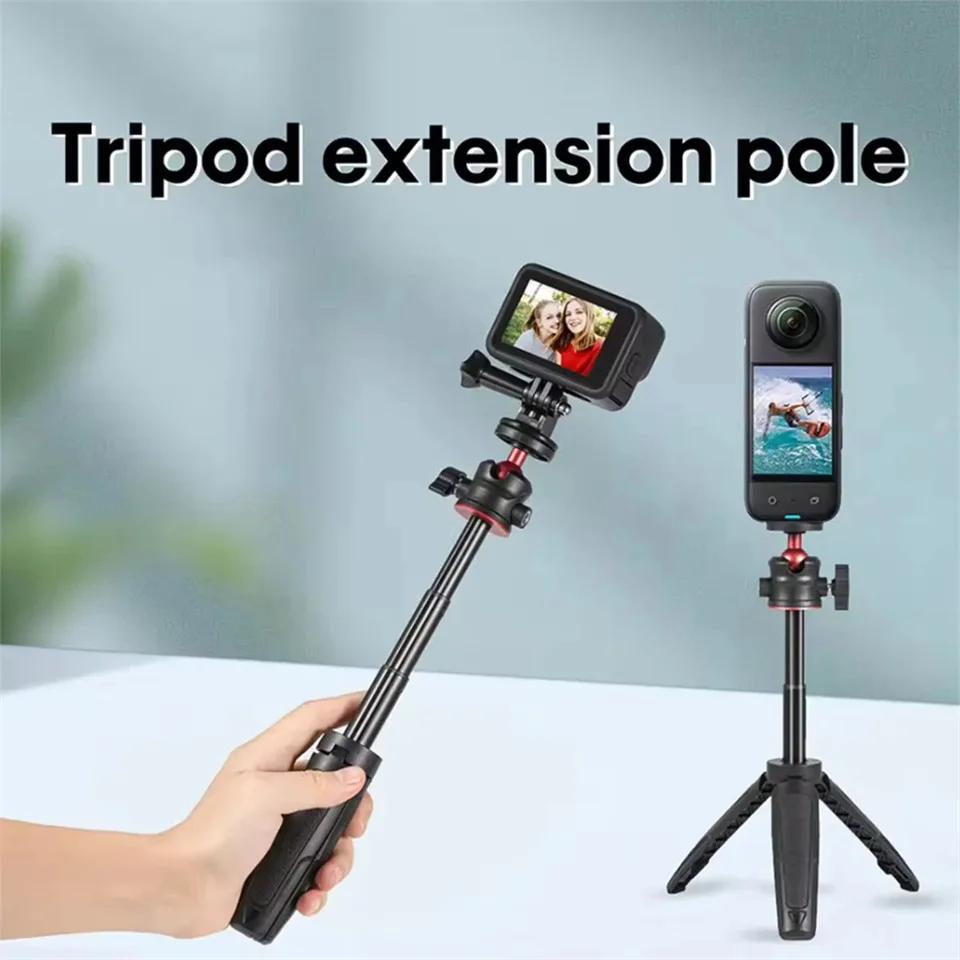 FANGTUOSI Trépied de poteau d'extension, mini poignée de support de bâton de selfie portable pour caméra de poche GoPro Insta360 DJI Action