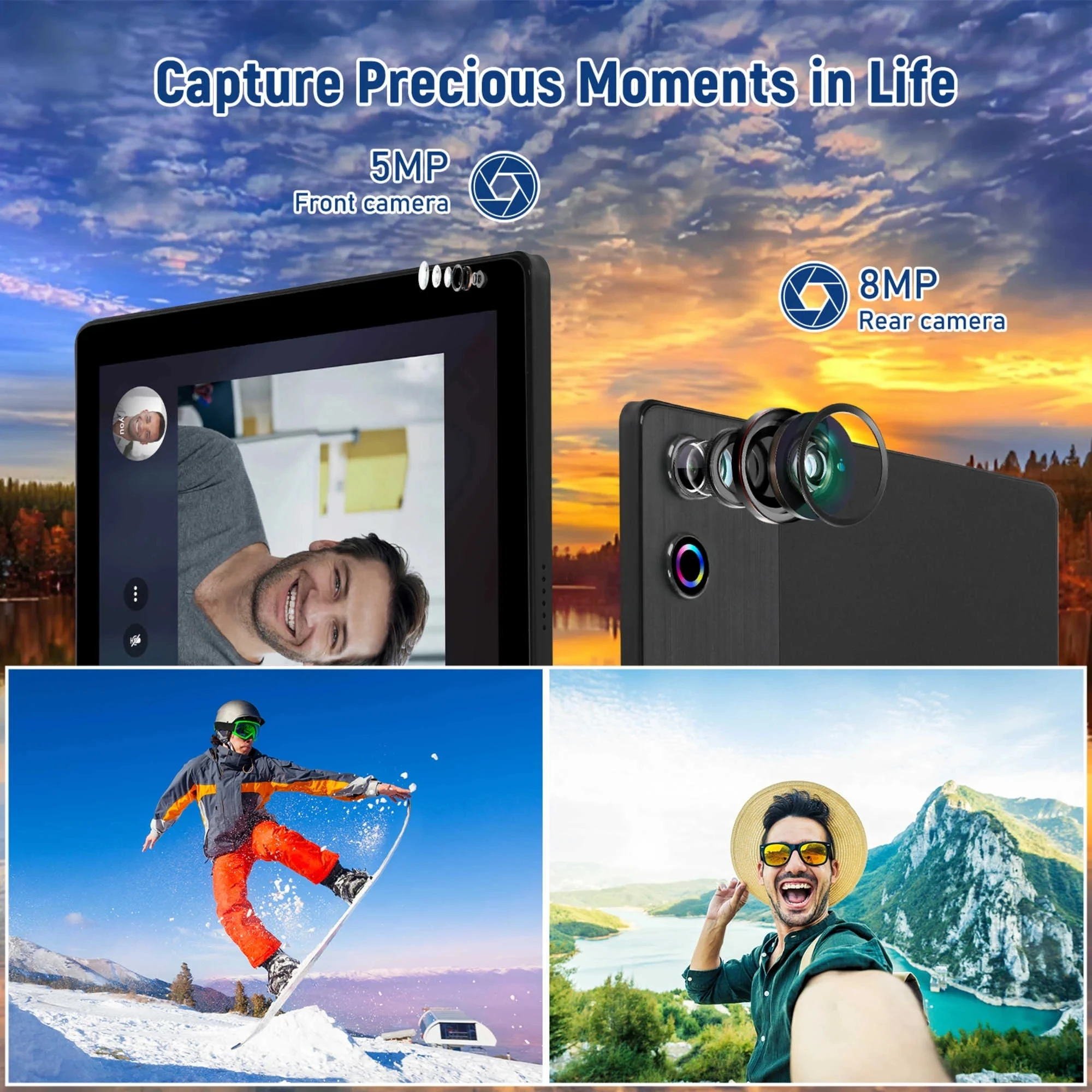تابلت 10 بوصة أندرويد 14 تابلت 16 جيجابايت رام 128 جيجابايت روم 1 تيرا بايت TF بطاقة قابلة للتوسيع ثماني النواة واسعة L1 معرف الوجه واي فاي شحن سريع