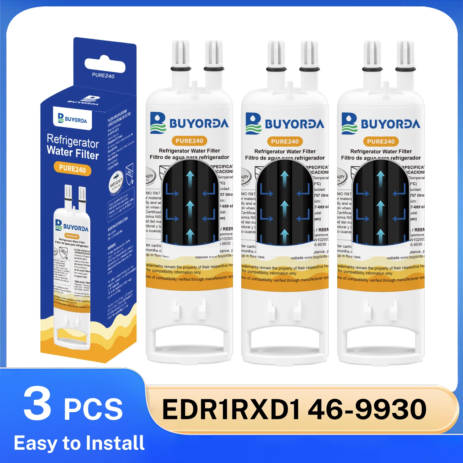 

EDR1RXD1 Refrigerator Water Filter Replacement For Whirlpool W10295370 W10291030 For Kenmore 469081 469930 Filter1 W10276924