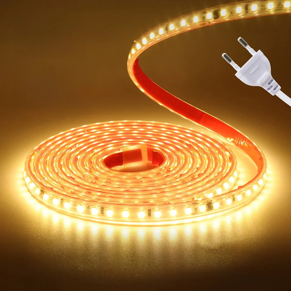 Dimbaar 220V 2835 Led-striplicht met dimmer Plakband Waterdicht 0,5m 2m 5m 20m 50m 100m 120LED/m Flexibel lint - afbeelding 2