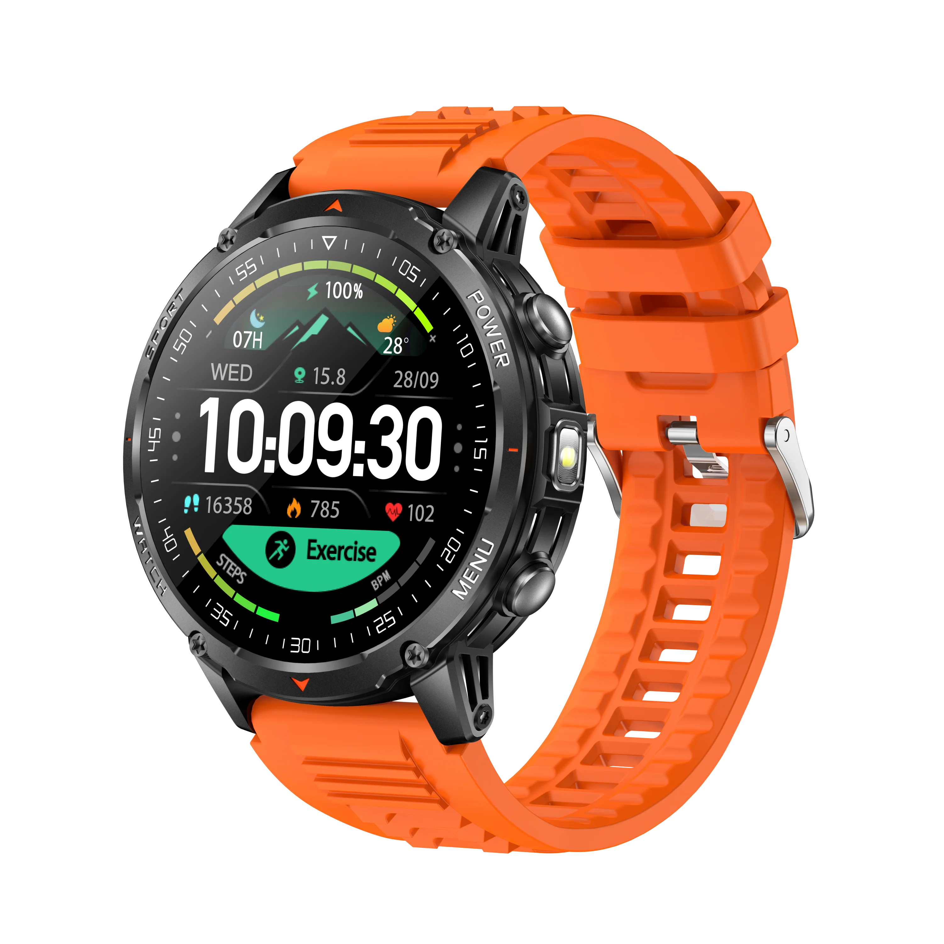 Neue Langlebige 1400mAh Batterie T-rex3 Herren Smartwatch 1,53" HD-Bildschirm Fitness-Tracker Blutsauerstoff LED-Taschenlampe für Android 2026