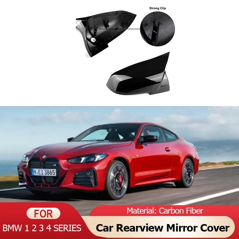 

2 Pcs Car Rearview Mirror Cover Cap Carbon Fibre Black for BMW 1 2 3 4 Series 220i 328i 420i F20 F21 F22 F23 F30 F32 F33 F36 X1