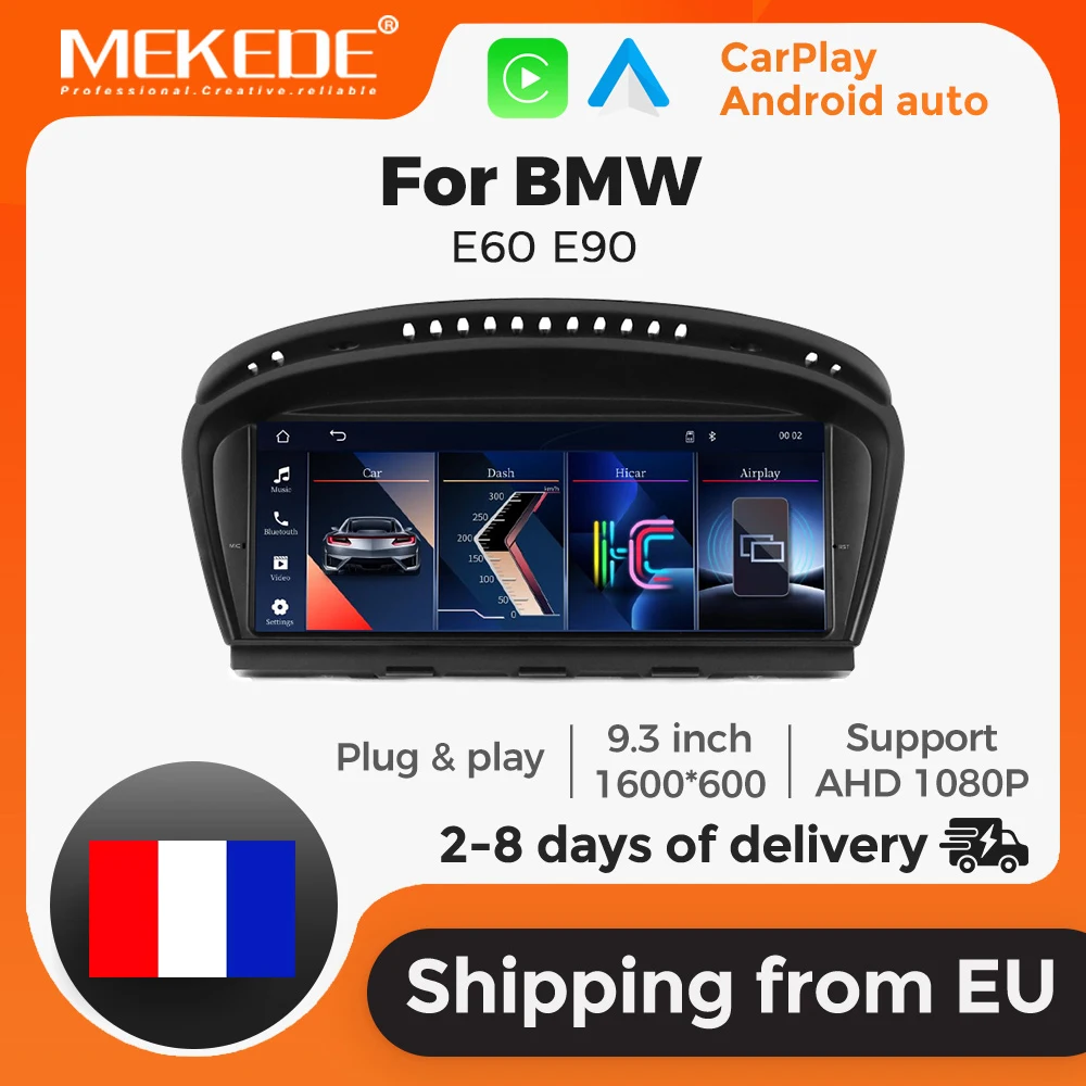 MEKEDE Linux System 9,3 Zoll HD 1600*600 Touchscreen Wireless Carplay Android Auto Autoradio für BMW 3er 5er Serie E60 E61 E63 E64 E90 E91 E92 E93 CIC CCC System Auto-Multimedia-Player Intelligente