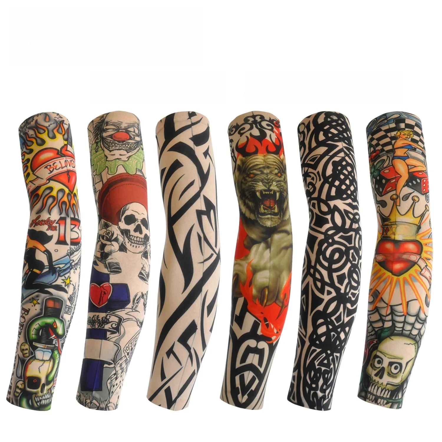 AliExpress HKXY GLOVES 6 PCS Tattoo Sleeve for Men Women Anti-Sunburn Sleeve Elastic Outdoor Nightclub Cycling Arm Cover Party Cycling Tattoo Sleeve