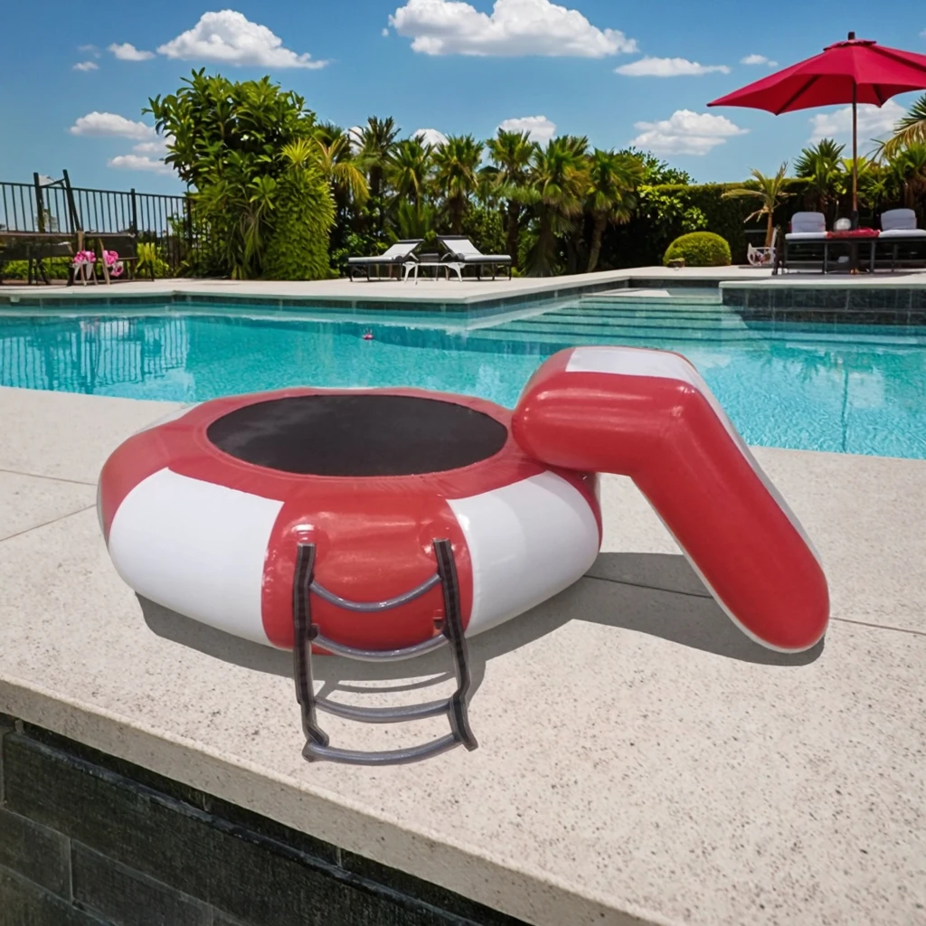 Stock 7FT-2m Inflatable Water Trampoline Lake Outdoor Exercise Bouncer Recreational Trampoline for Adults Water Sports or  Lawn