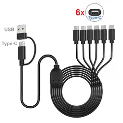 6 in 1 USB C Splitter Cable Multi USB C Cable Type C Male Charger Cable for iPhone 15 Android Samsung Tablet and TypeC Device
