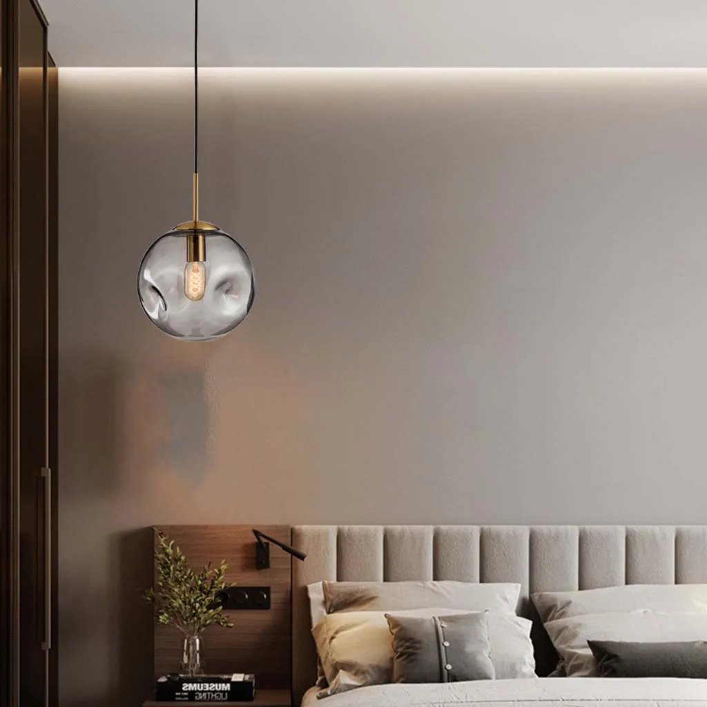

Modern Led Glass Pendant Lights Nordic Dining Hanging Lighting Fixtures Restaurant Living Bedroom Bedside Decor Bar Gray Lamps