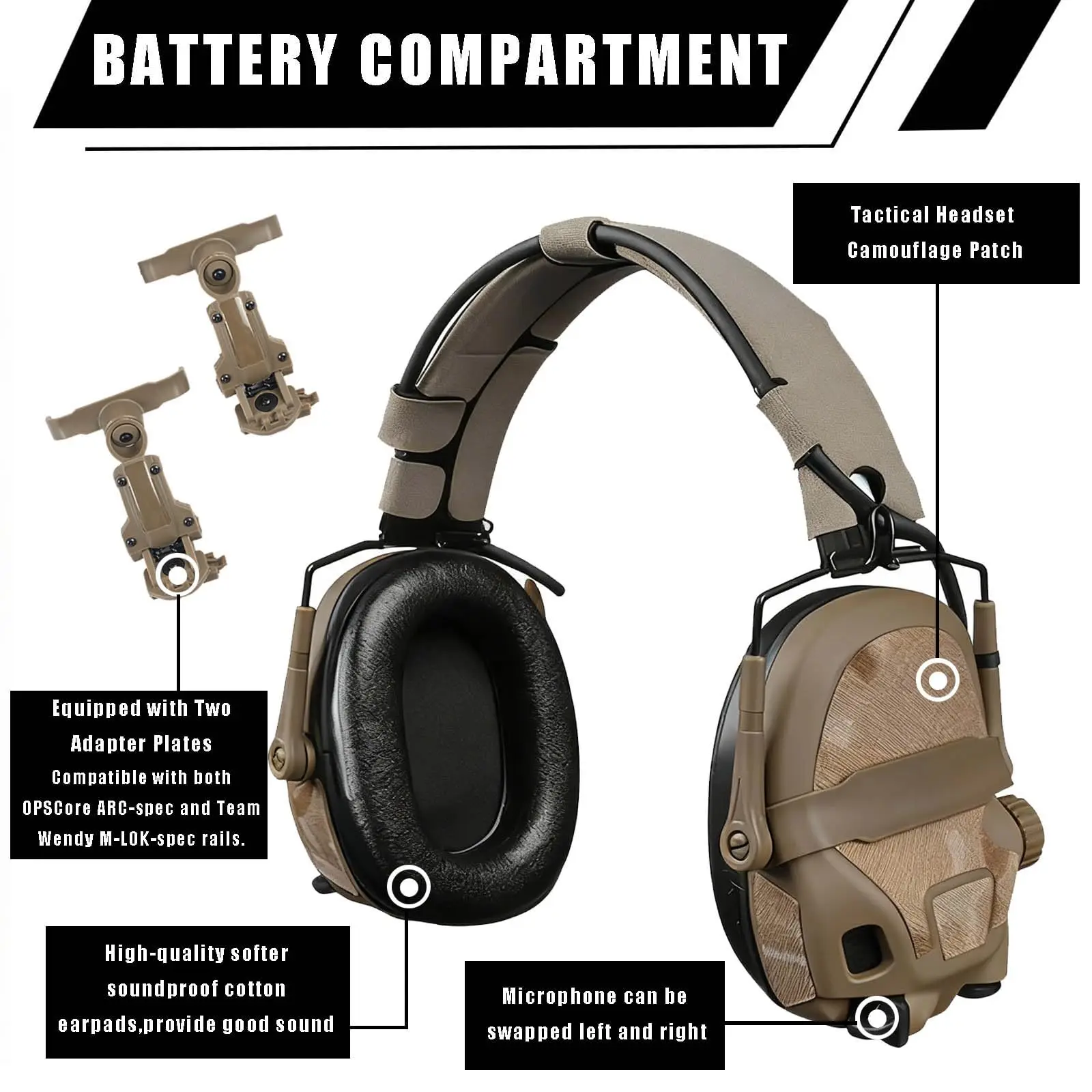 نموذج مجموعة خوذة تكتيكية سريعة مع سماعة رأس مدمجة NVG Mount Helmet Light لمعدات Airsoft Cosplay العسكرية التكتيكية