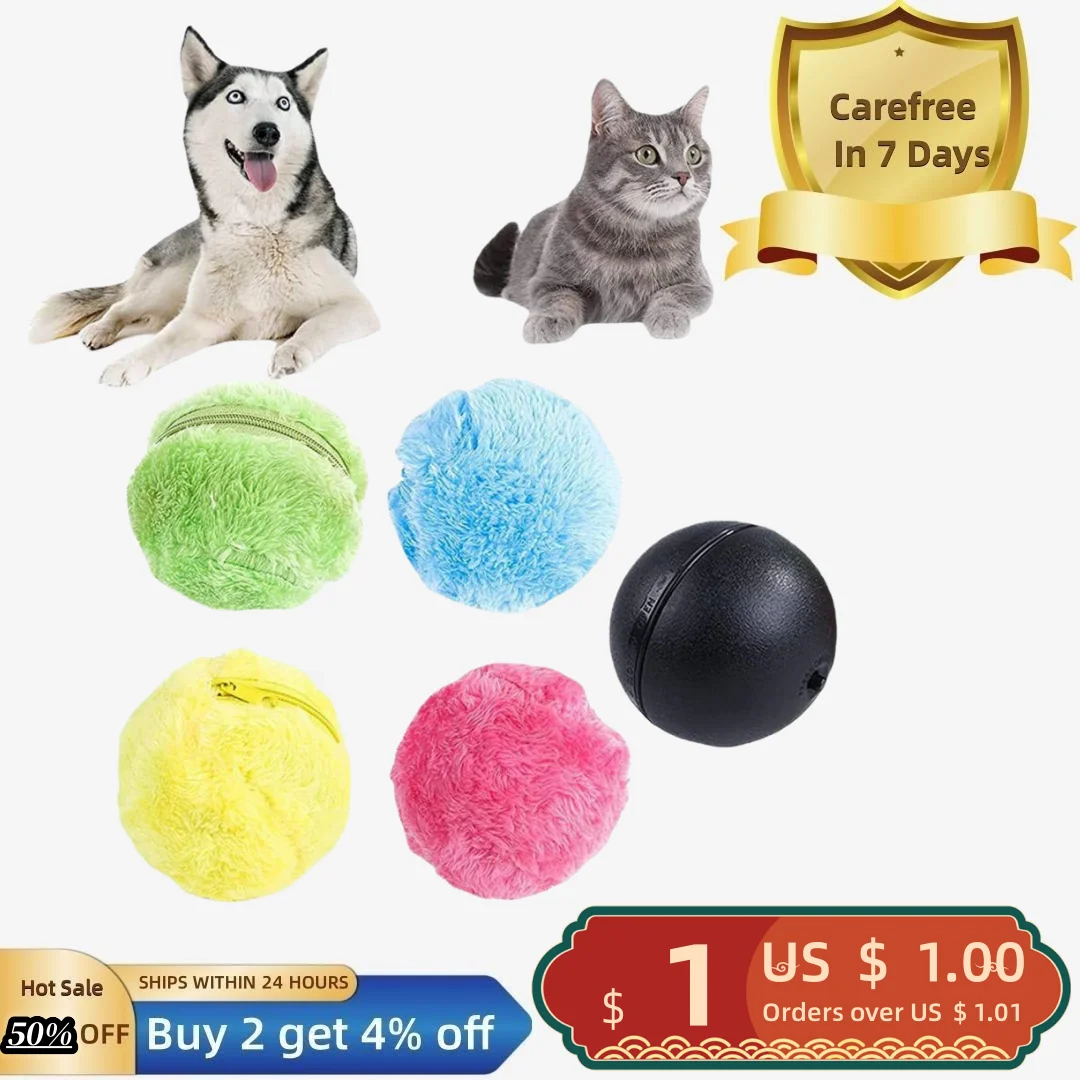 

Interactive Dog Toy Ball Active Rolling Ball Pet Ball Plush Electric Rolling Ball Dog Cat Chasing Self Play Mop Ball Safe No Odo