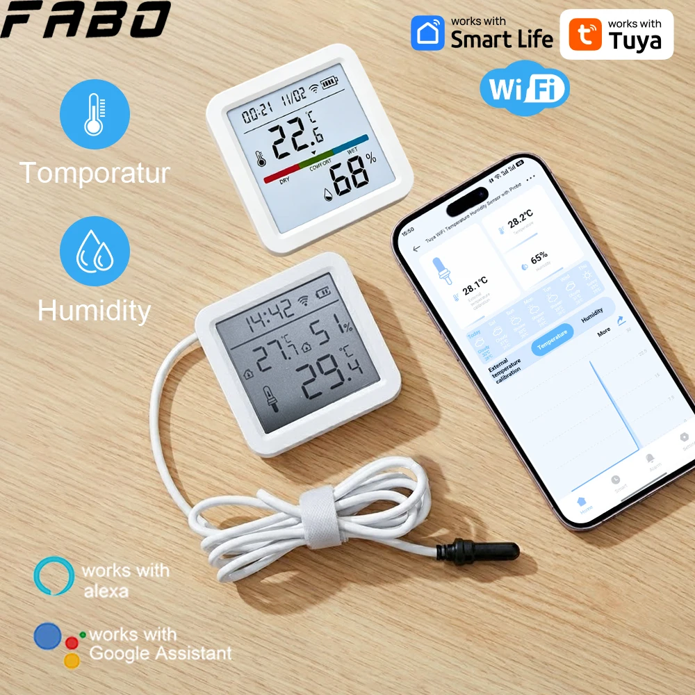 New Screen Display WiFi Thermo-Hygro Meter Tuya Smart Environment Gauge With/Without External Probe APP Remote Data View