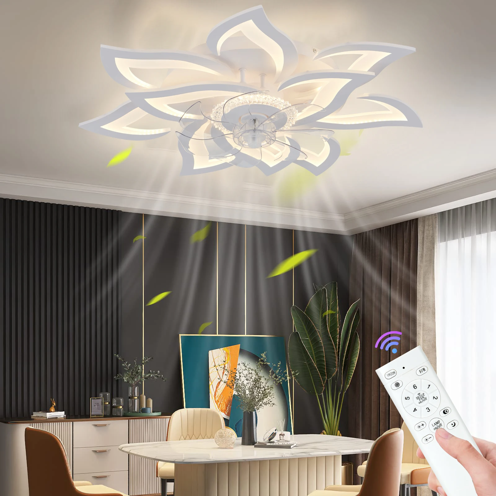 IRALAN Modern LED ceiling fan lights with remote control chandelier lights Lamps for room living room dining room home appliance