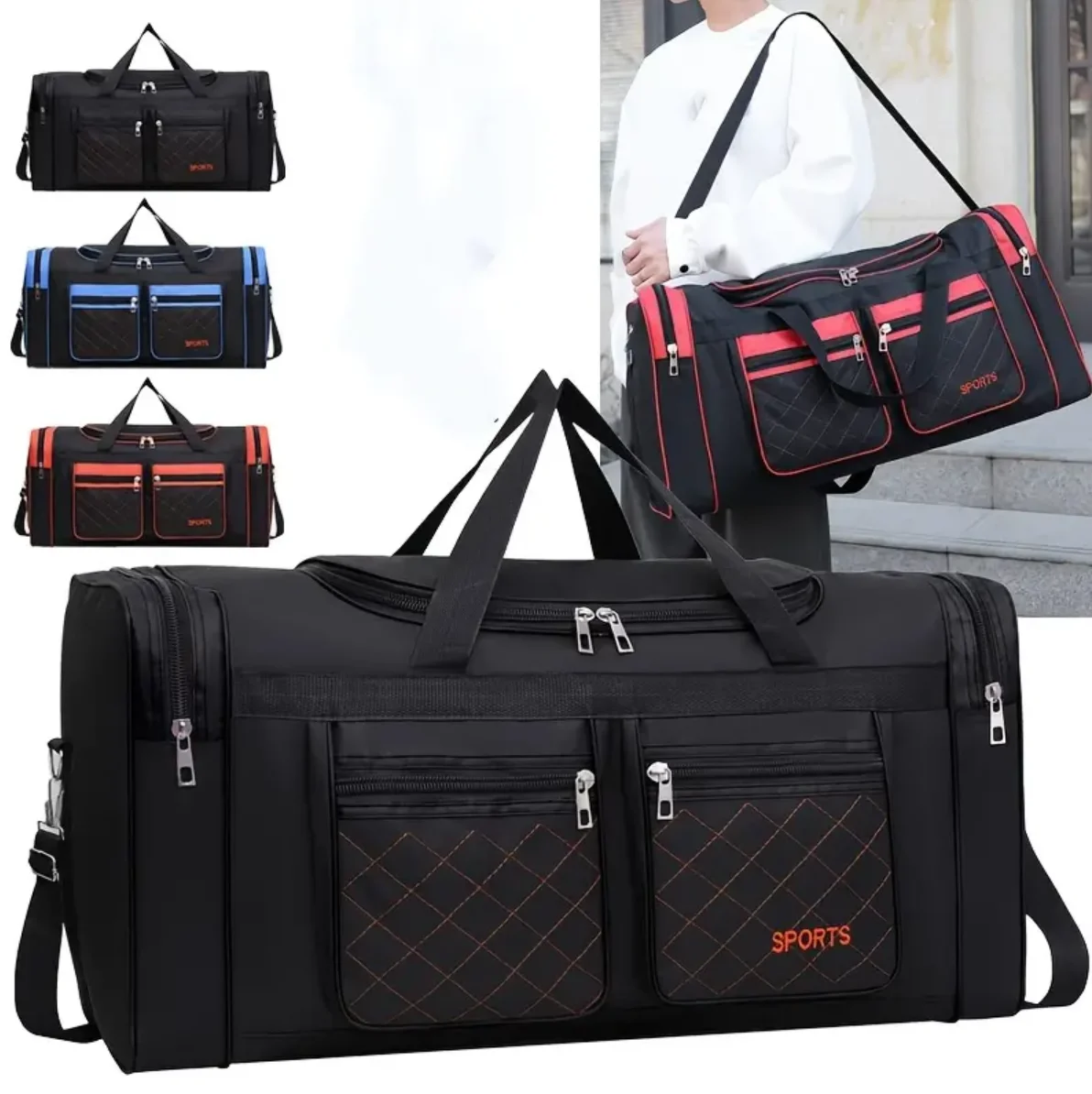 Large Capacity Handbag, Men's Luggage Bag, Multiple Pocket Travel Bag, Clothes Storage Bag