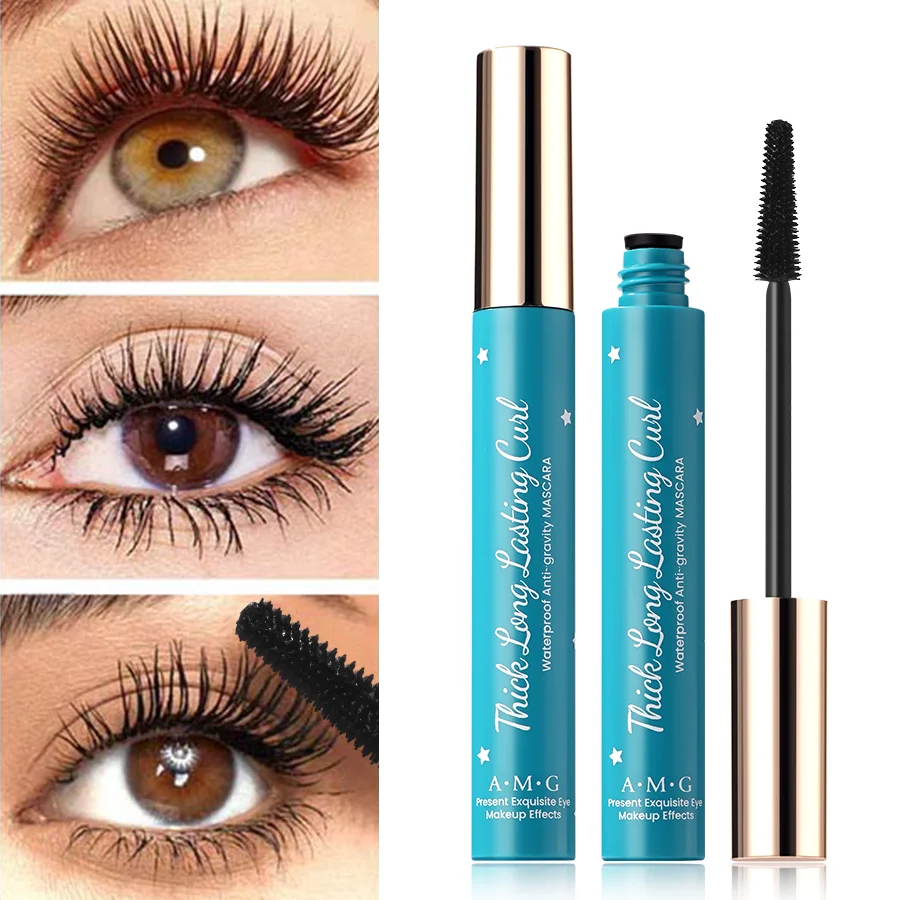 AMG – Mascara imperméable longue durée, Mascara à tête de brosse spirale à 360 degrés, produits de maquillage professionnels pour l'amélioration des yeux pour femmes