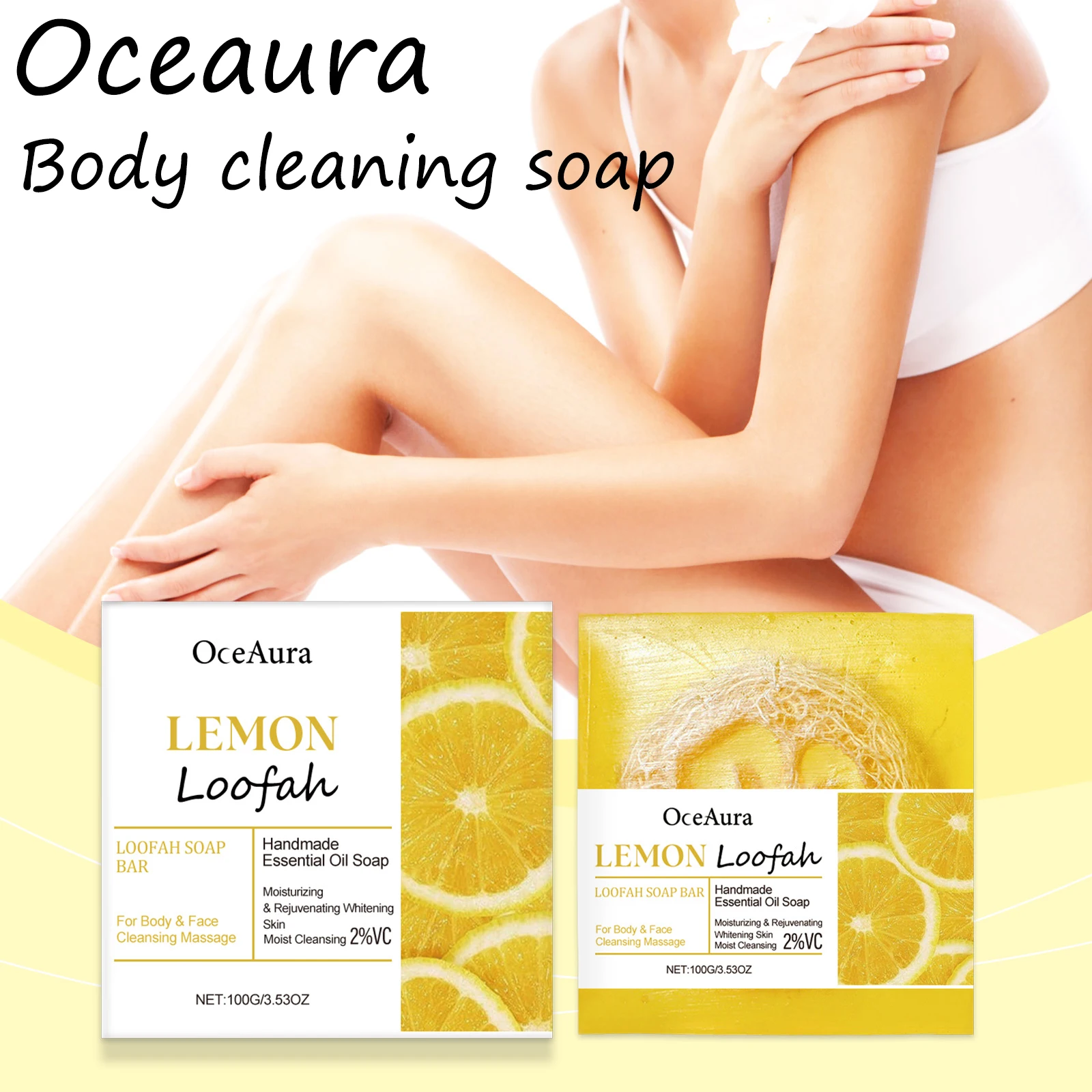

Oceaura Lemon Body Cleaning Soap Gentle Cleaning Body Dirts Oil Control No Tight Hydrating Refreshing Face Body Skin Cleaner