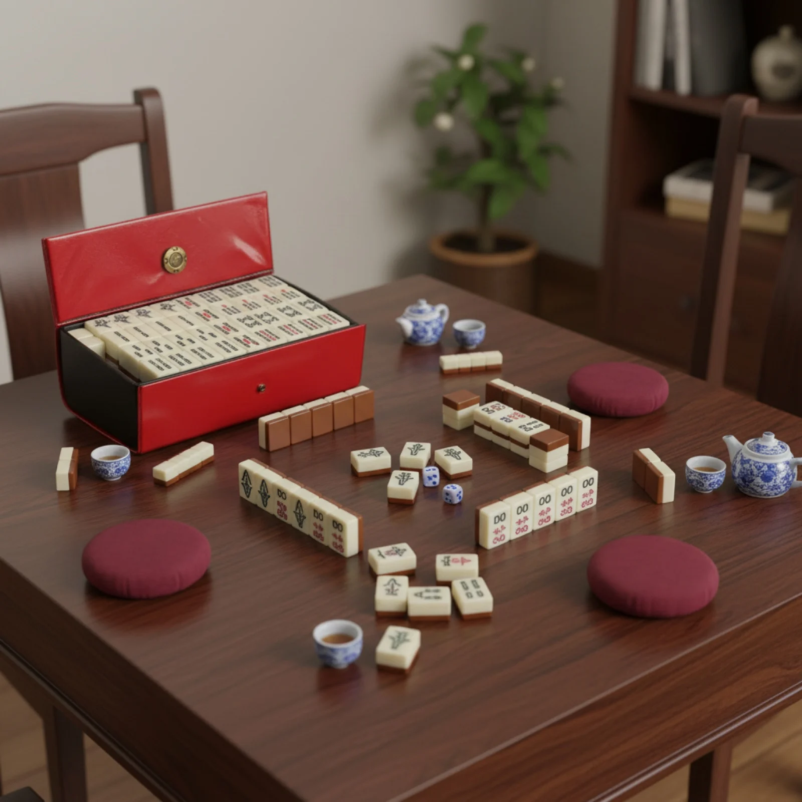 

Chinese Traditional Mahjong Game Set Portable 144 Numbered Mahjong Tile for Home Party Family Gathering Board Game Supply