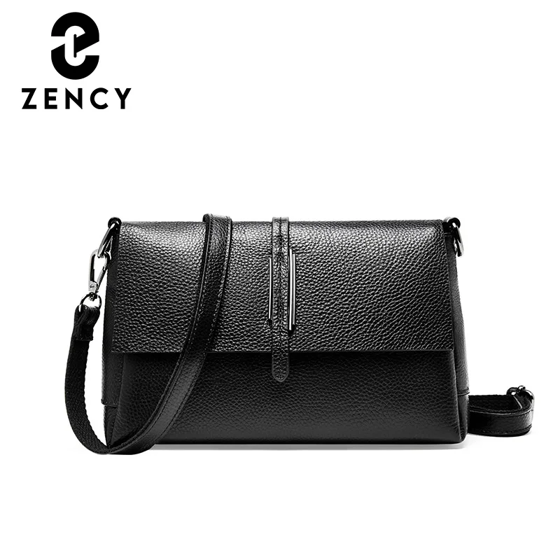 

Zency First Layer Cowhide Female Luxury Shoulder Bags Lady Retro Fashion Flap Crossbady Small Handbag Simple Classic Purse