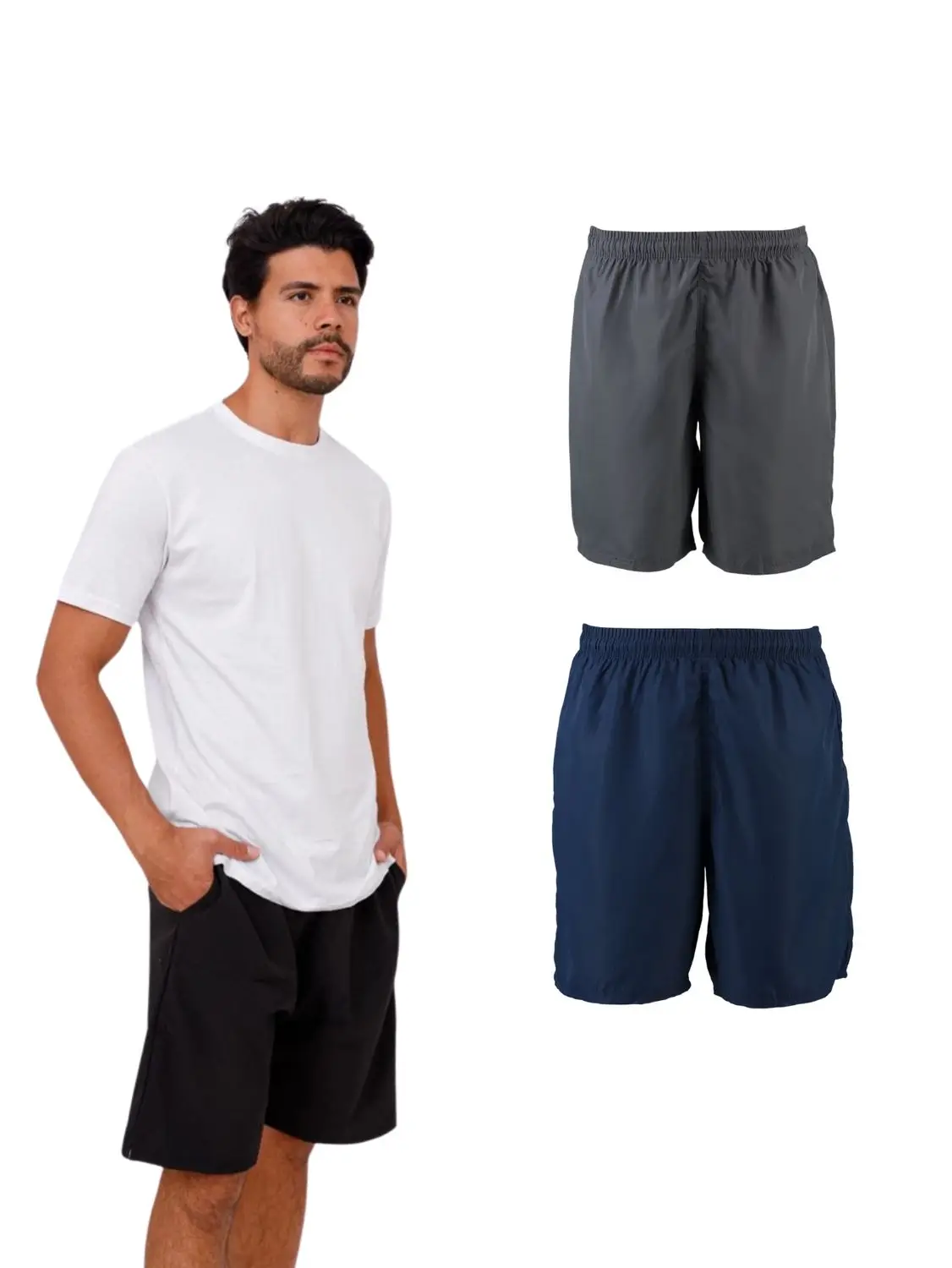 Kit Com 3 Bermudas Esportivas Tactel Masculina - Colorido