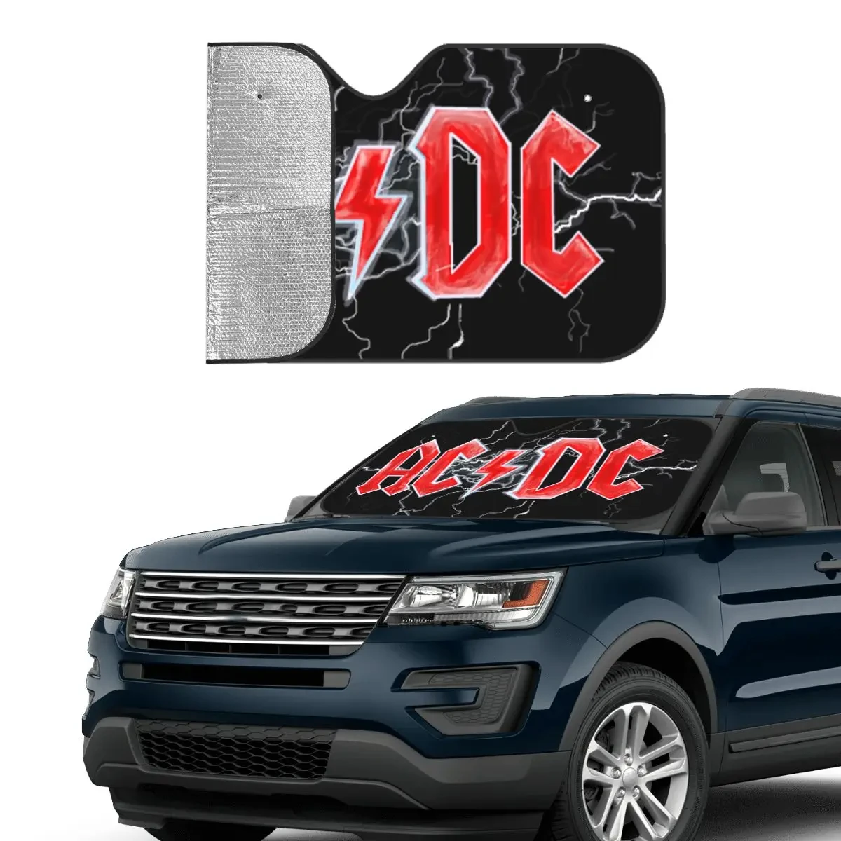 Ac Dc Band Star Sunshade Windscreen The Bell Rock Roll Australian Folding Car Front Window Visor Car Sunshade Sunscreen Curtain