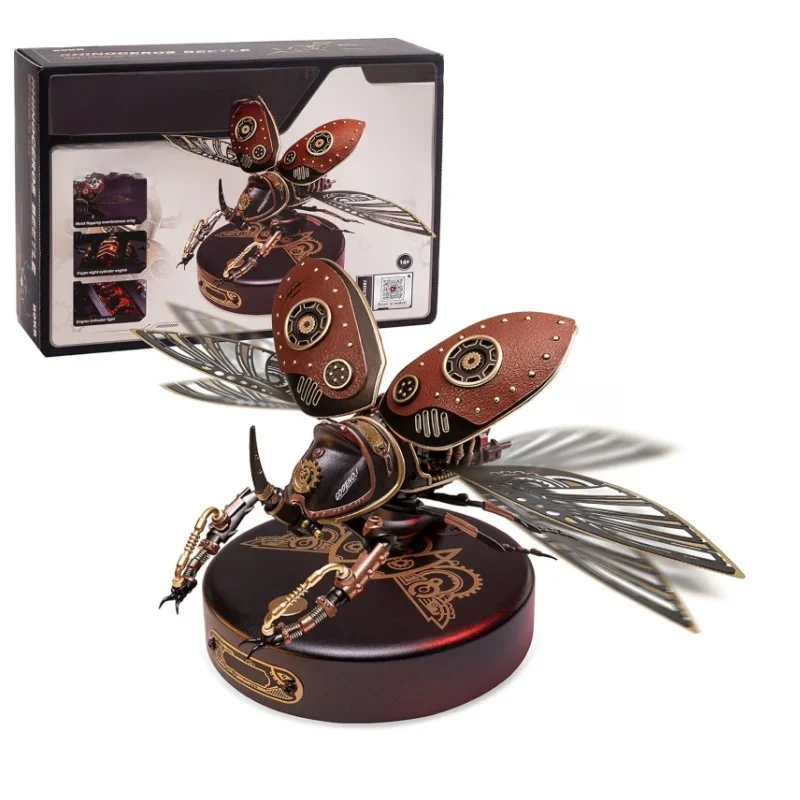 ROKR Nashorn-Käfer Modellbausatz Mechanisches 3D-Puzzle Spiel Geburtstagsgeschenk Einfache Montage Mechanisches Design Spielzeug