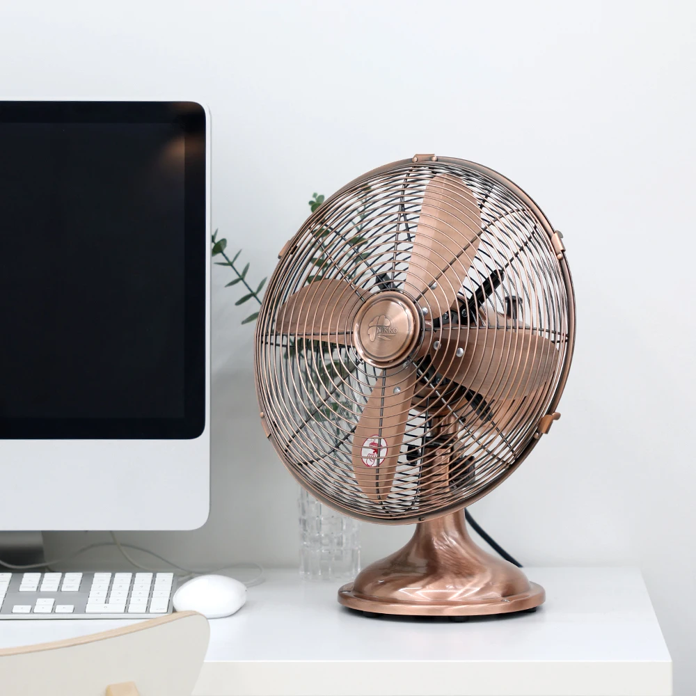 مروحة رينا المعدنية Rf-3121 مروحة داخلية عتيقة لسطح الطاولة برونزية كلاسيكية